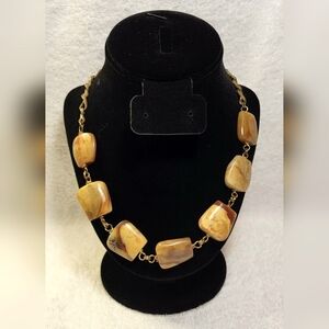 JAN MICHAELS Amber and Topaz Colored Stone Necklace